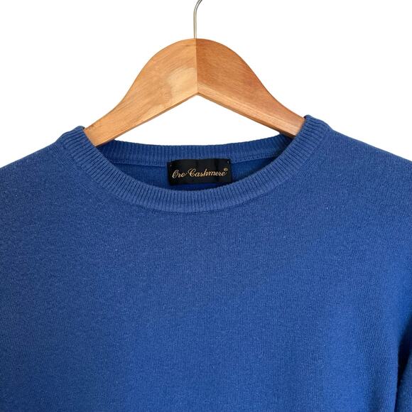 CASHMERE Blend Silk Wool Men's Small Sweater Blue Soft Crew Neck Pullover - Picture 2 of 6